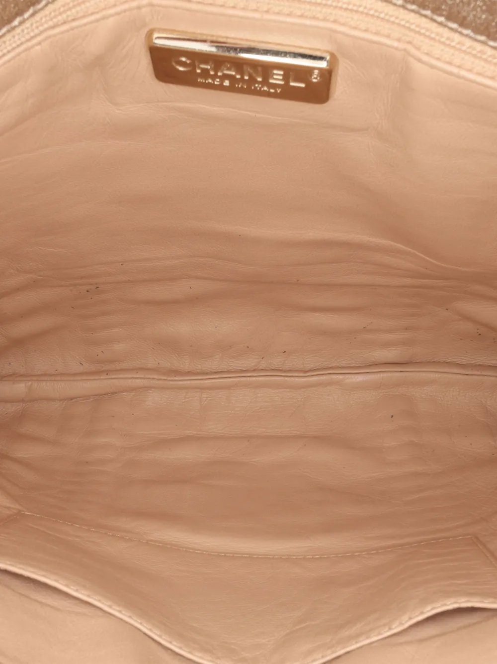 Pre-owned Chanel 2005-2006 Metallic Goatskin Luxe Ligne Tote Bag In Gold