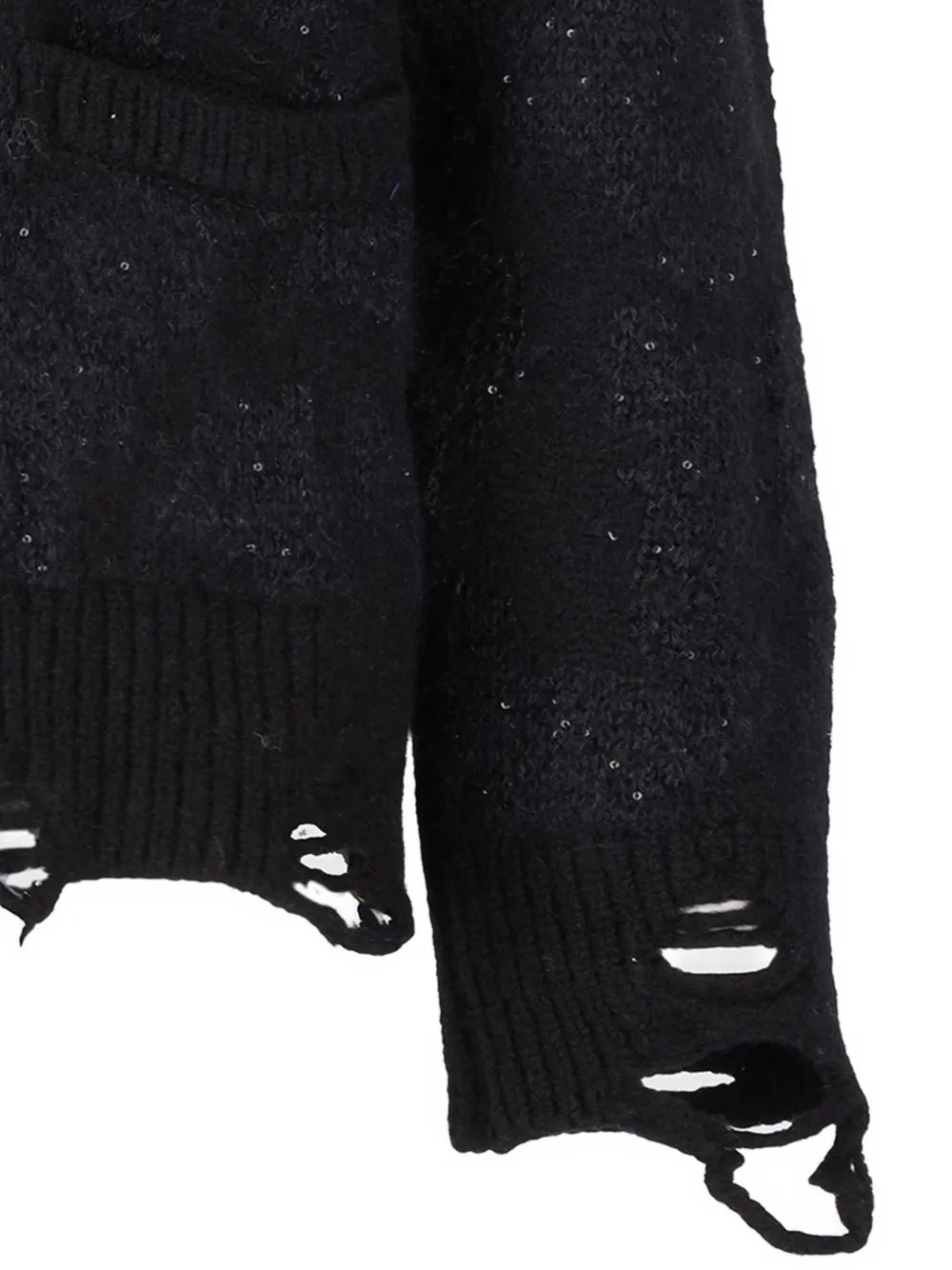 Laneus Distressed Cardigan In Black