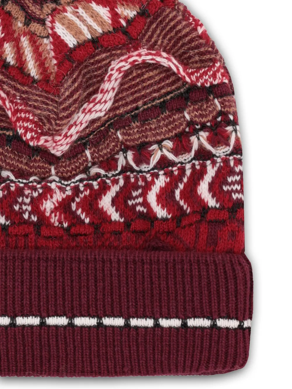 Laneus Fairisle-pattern Knitted Beanie Hat In Brown