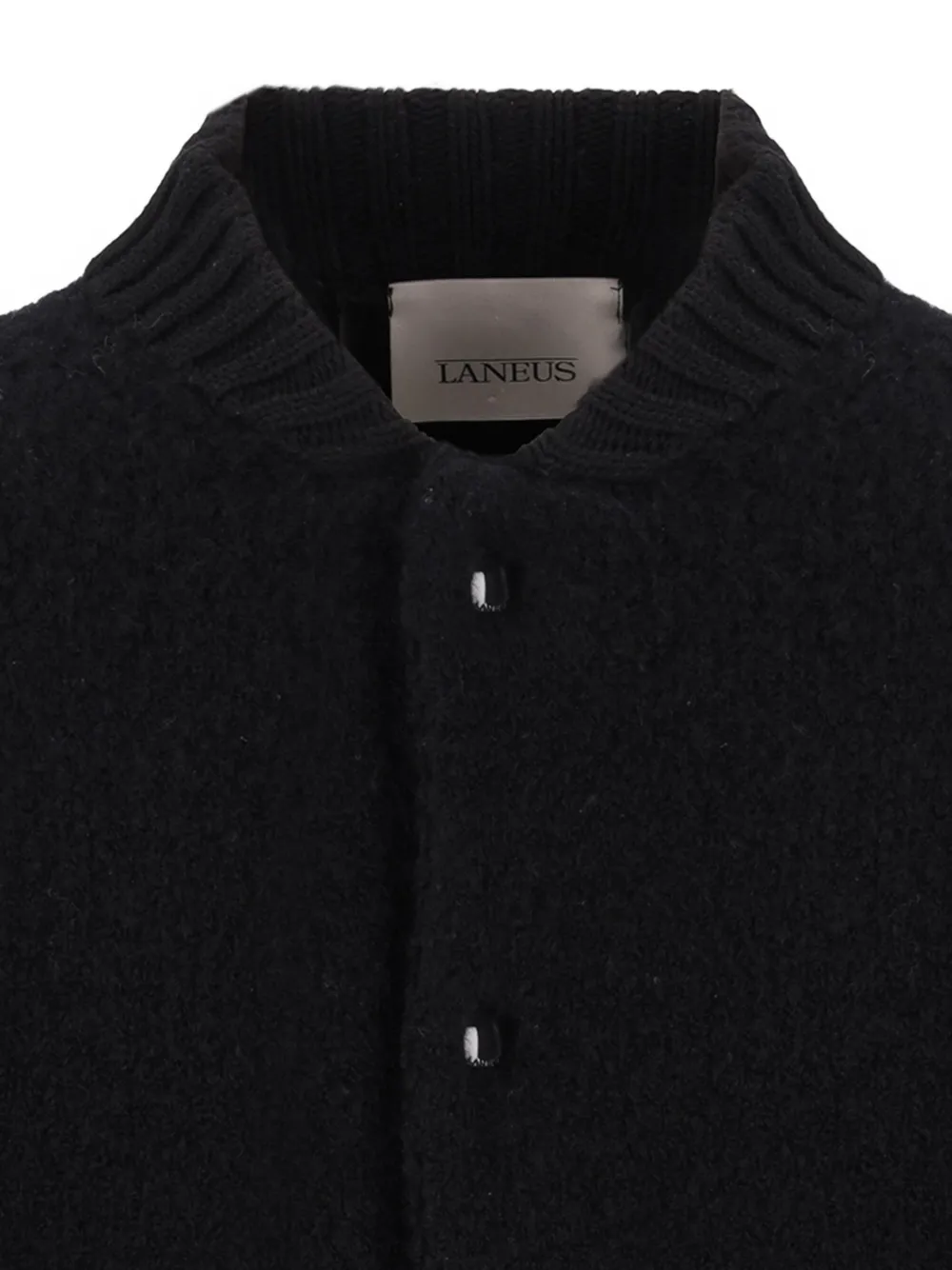 Laneus Button-up bouclé bomberjack Zwart