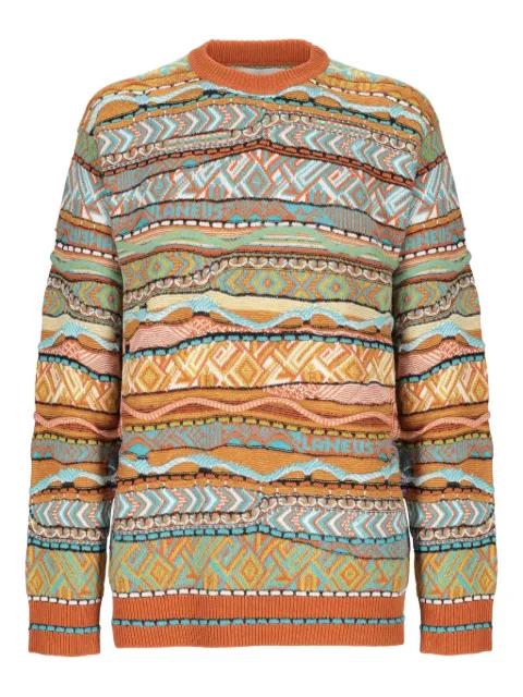 Laneus geometric-pattern crew-neck sweater