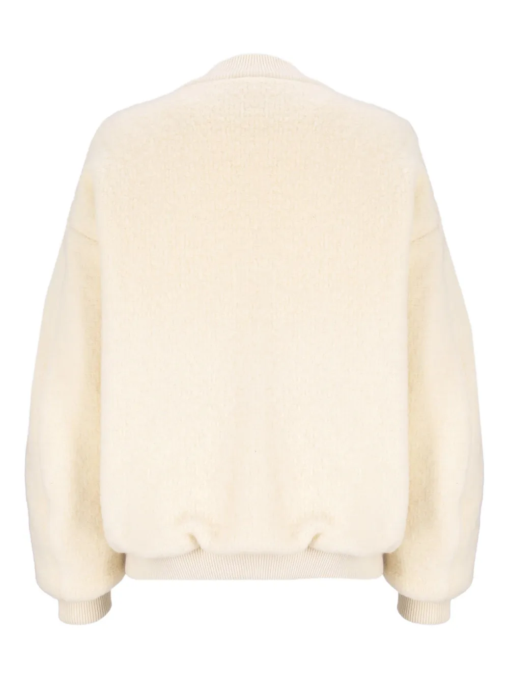 Laneus Bouclé Bomber Jacket In Neutral