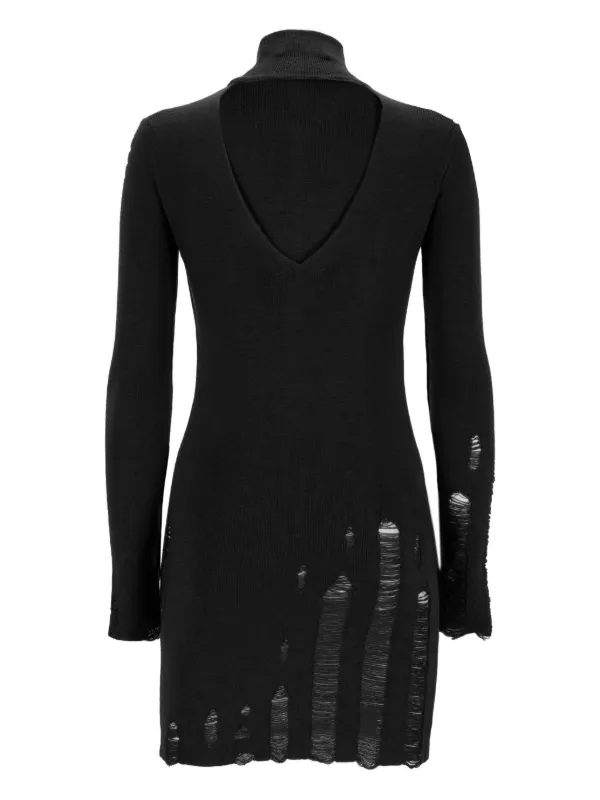 simple black knit dress Black Knit Long Sleeve Midi Sweater Dress main image 0