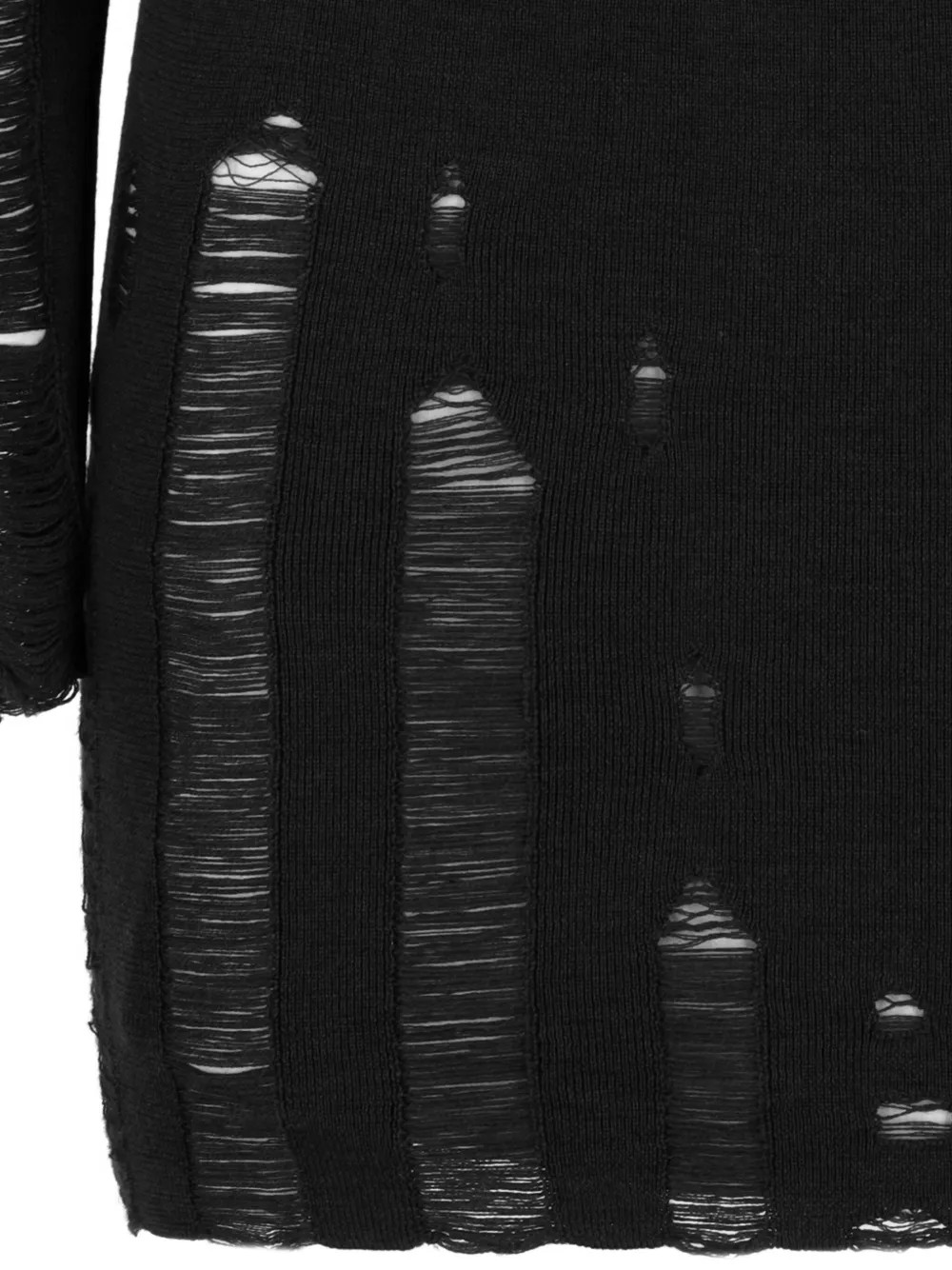 Laneus Turtleneck Distressed Knit Mini Dress In Black