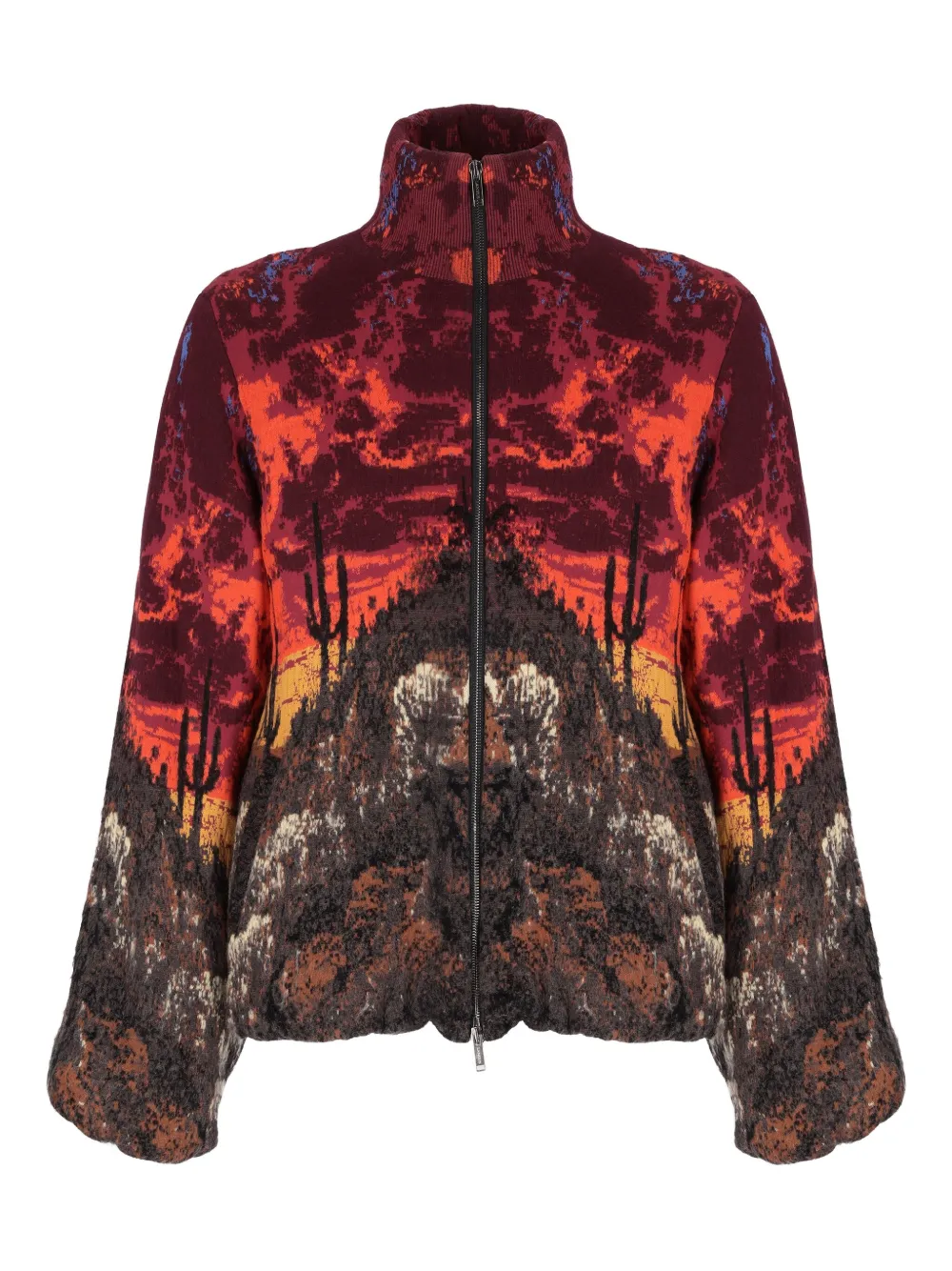 Laneus Knitted Bomber Jacket In Brown