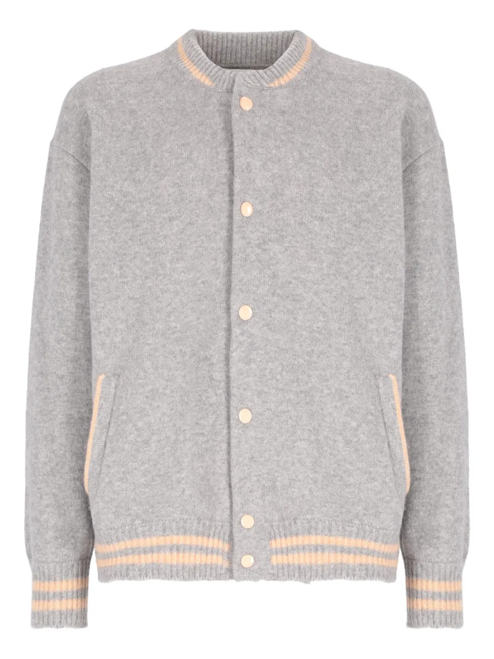 Laneus snap-button knitted bomber jacket - グレー Laneus snap-button knitted bomber jacket - グレー