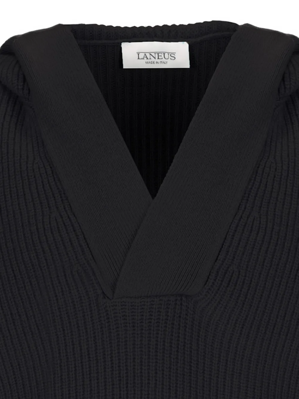 Laneus Ribbed Hoodie In Black
