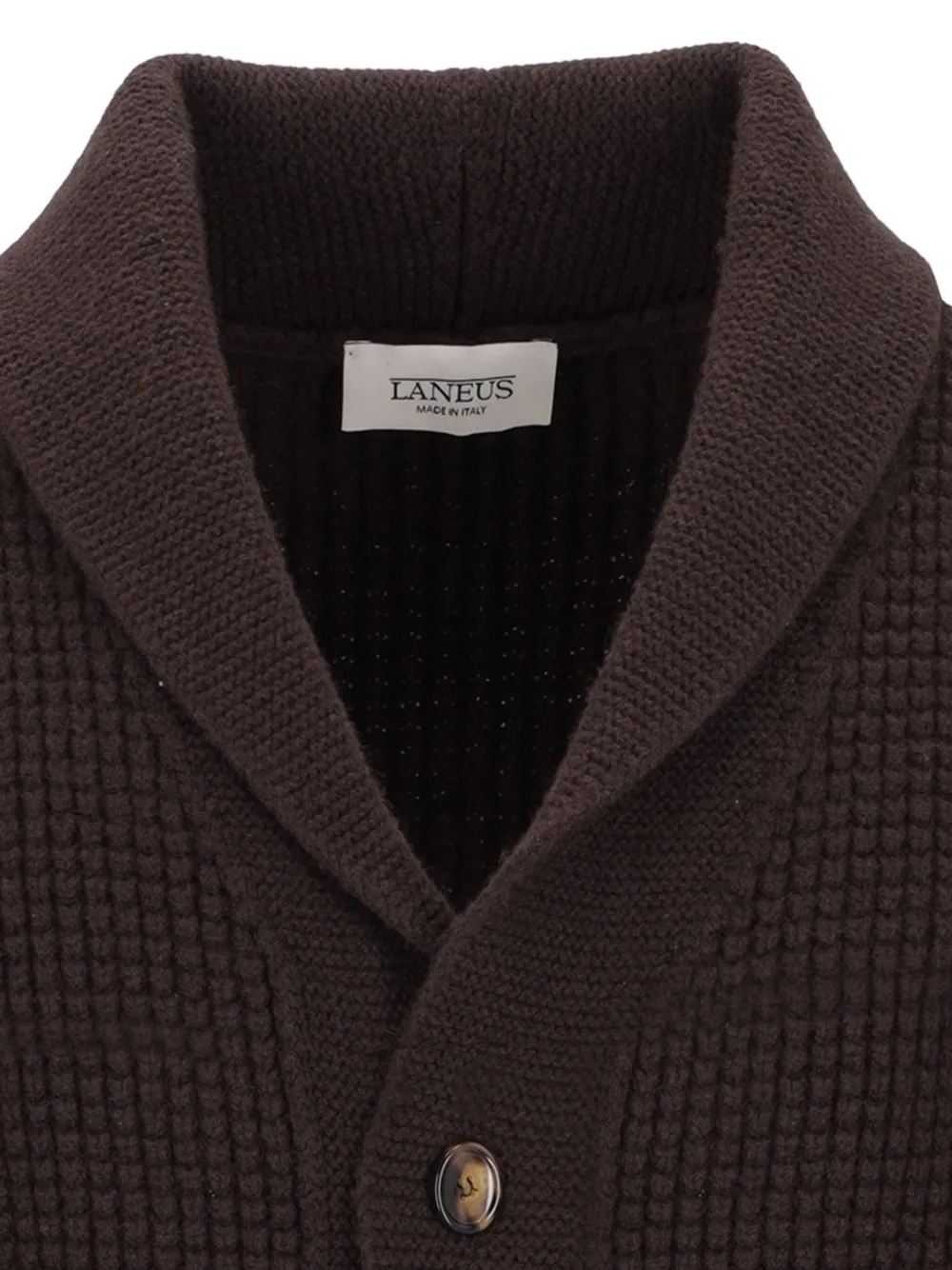 Laneus Waffle-knit Wool Cardigan In Brown