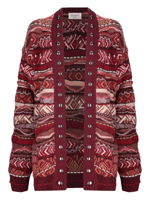 Laneus studded patterned cardigan