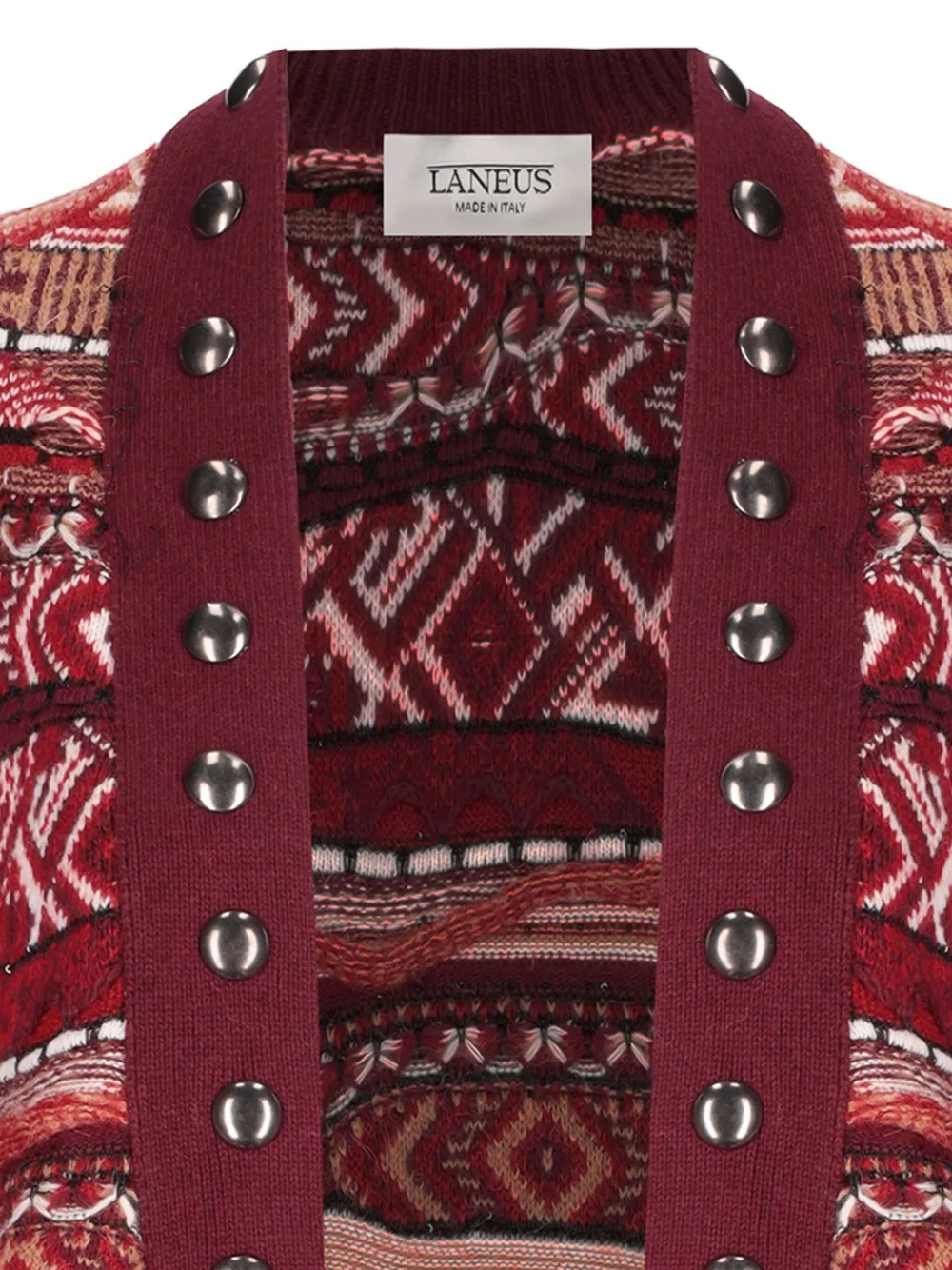Laneus Studded Patterned Cardigan In Red