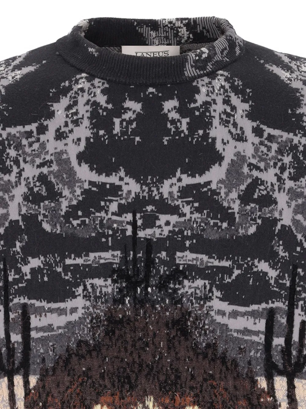 Laneus Patterned-jacquard Sweater In Brown