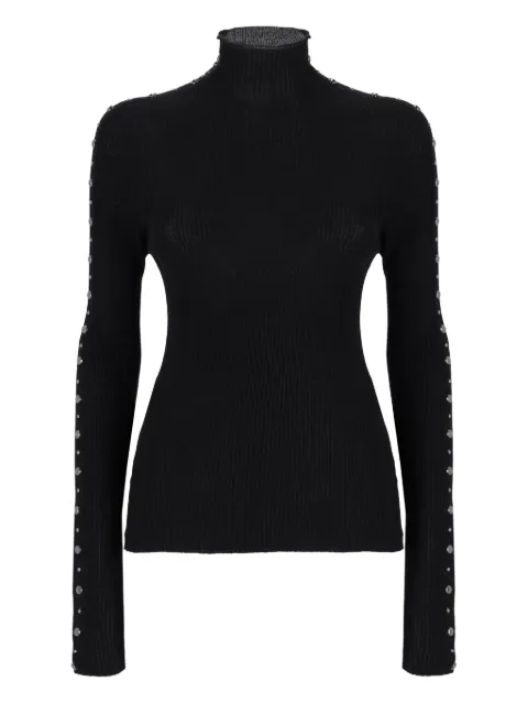 Laneus ribbed turtleneck embellished sweater