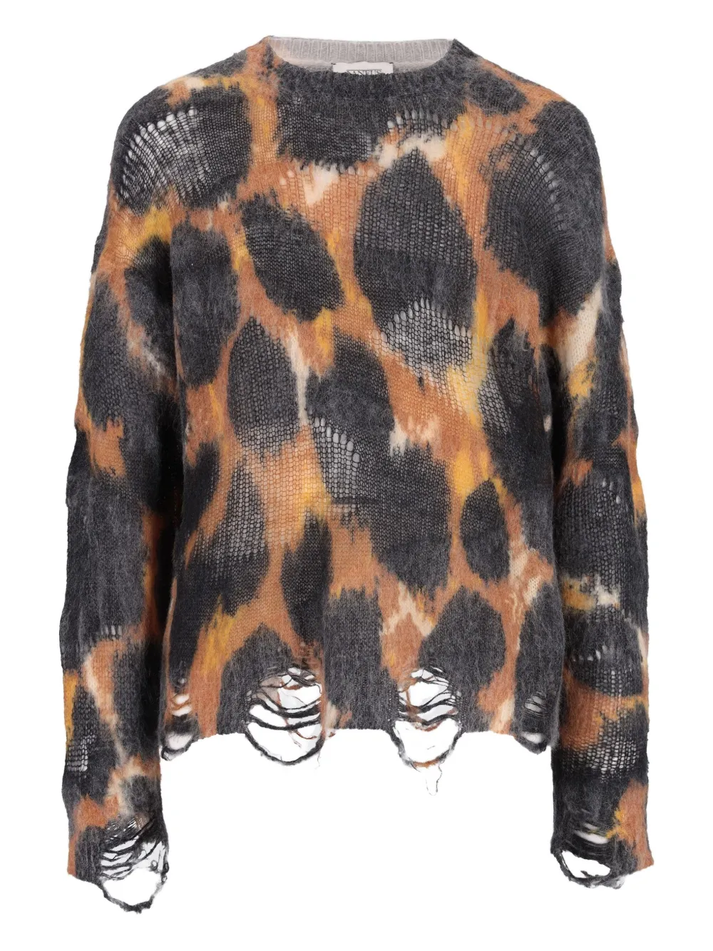 Laneus frayed leopard-print sweater | Black | Image 1