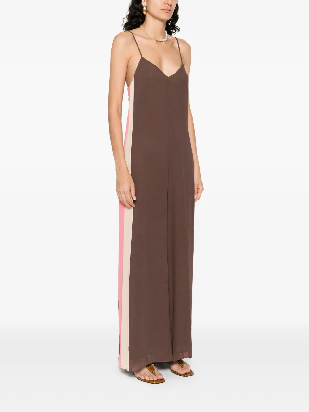 Patrizia Pepe Jumpsuit met gestreept detail Bruin