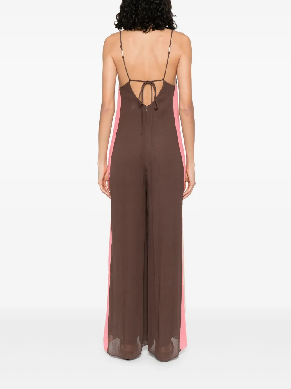 Patrizia Pepe Jumpsuit met gestreept detail Bruin
