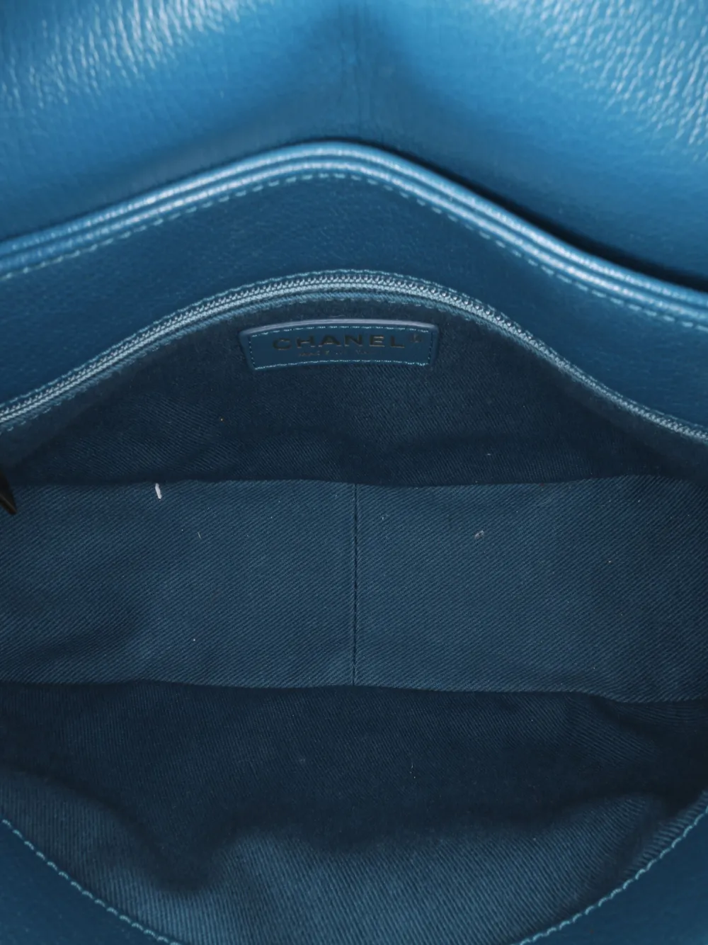 Pre-owned Chanel 2017-2018 Medium Shiny Calfksin And Goatskin Coco Curve Flap Satchel In Blue