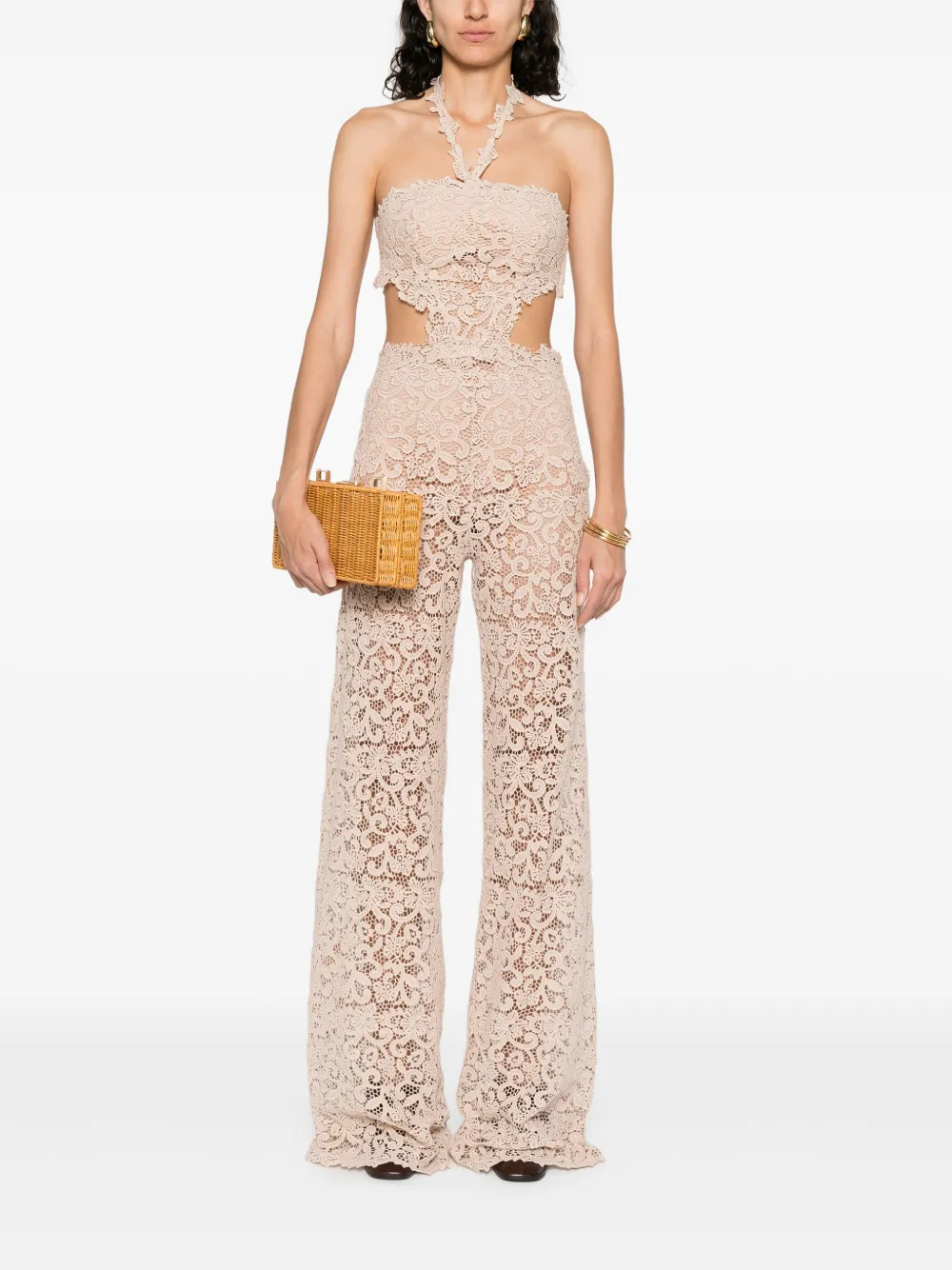 Ermanno Scervino Jumpsuit met kant - Beige