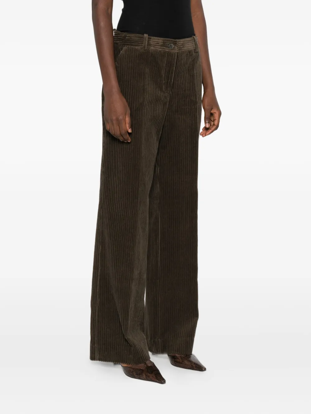 P.A.R.O.S.H. Ribfluwelen straight broek Groen