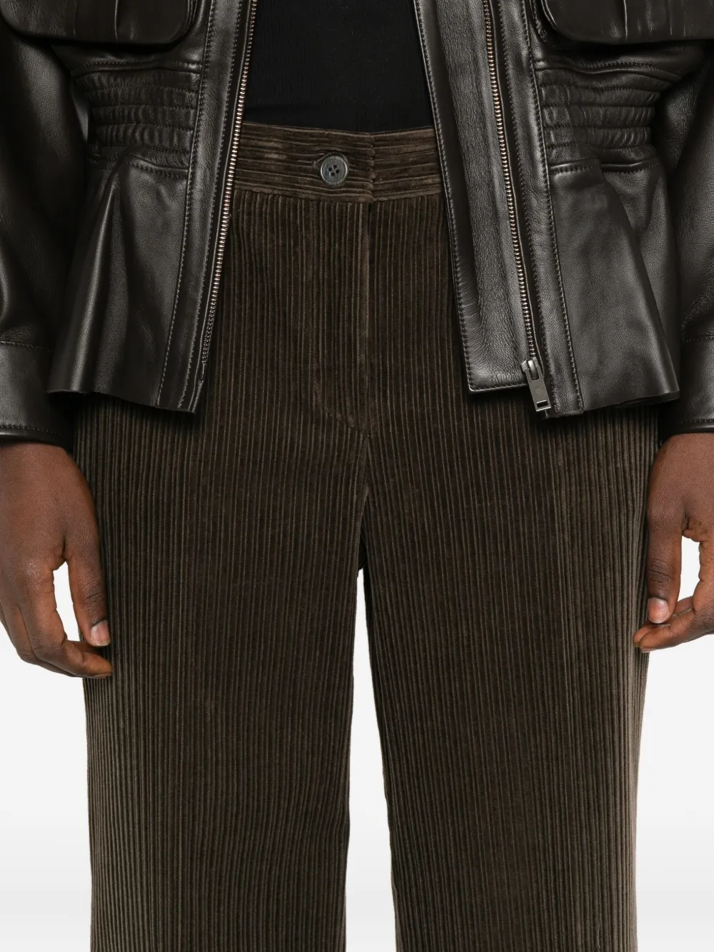 P.A.R.O.S.H. Ribfluwelen straight broek Groen
