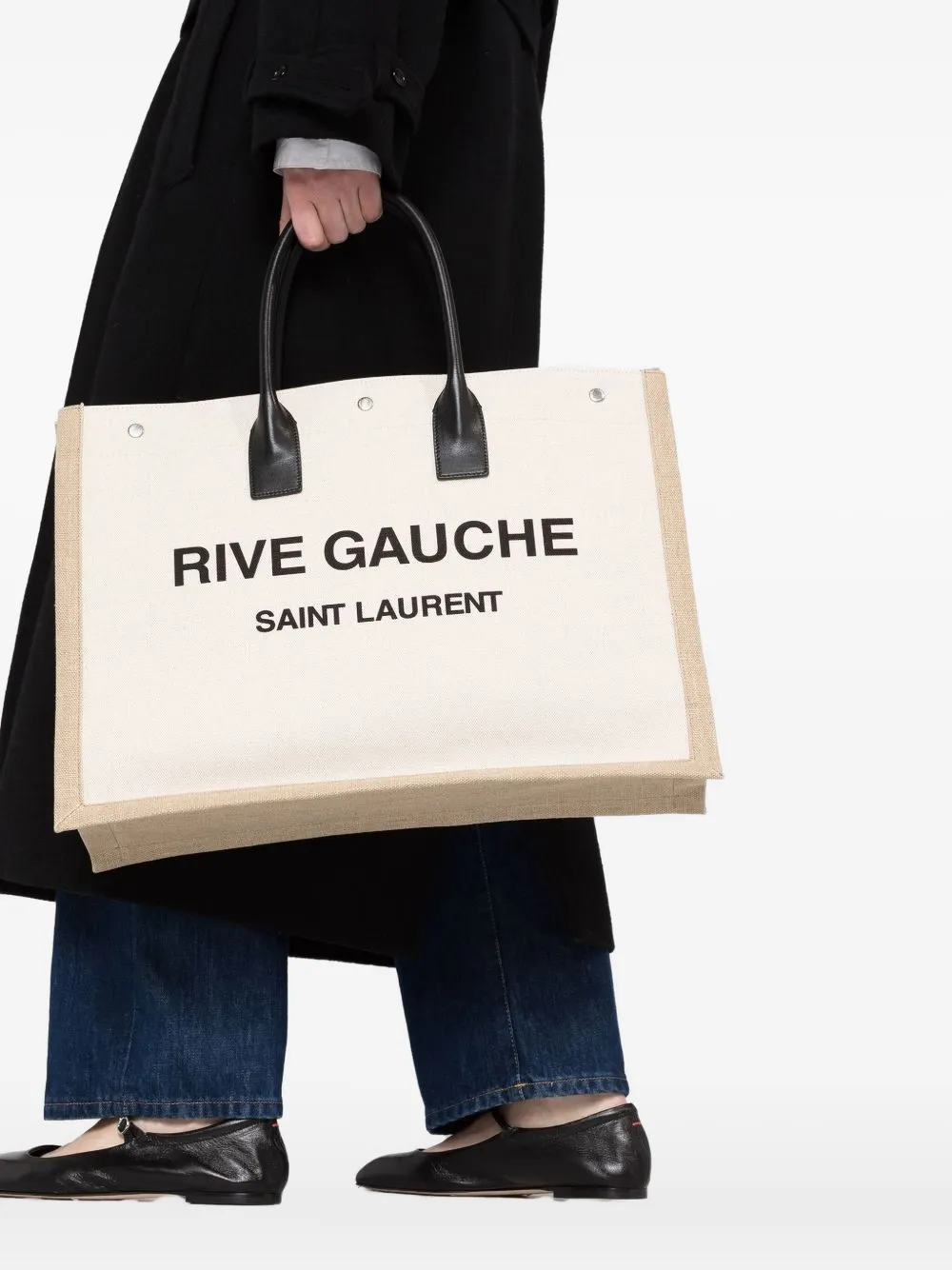 Saint Laurent Shopper met logoprint Beige