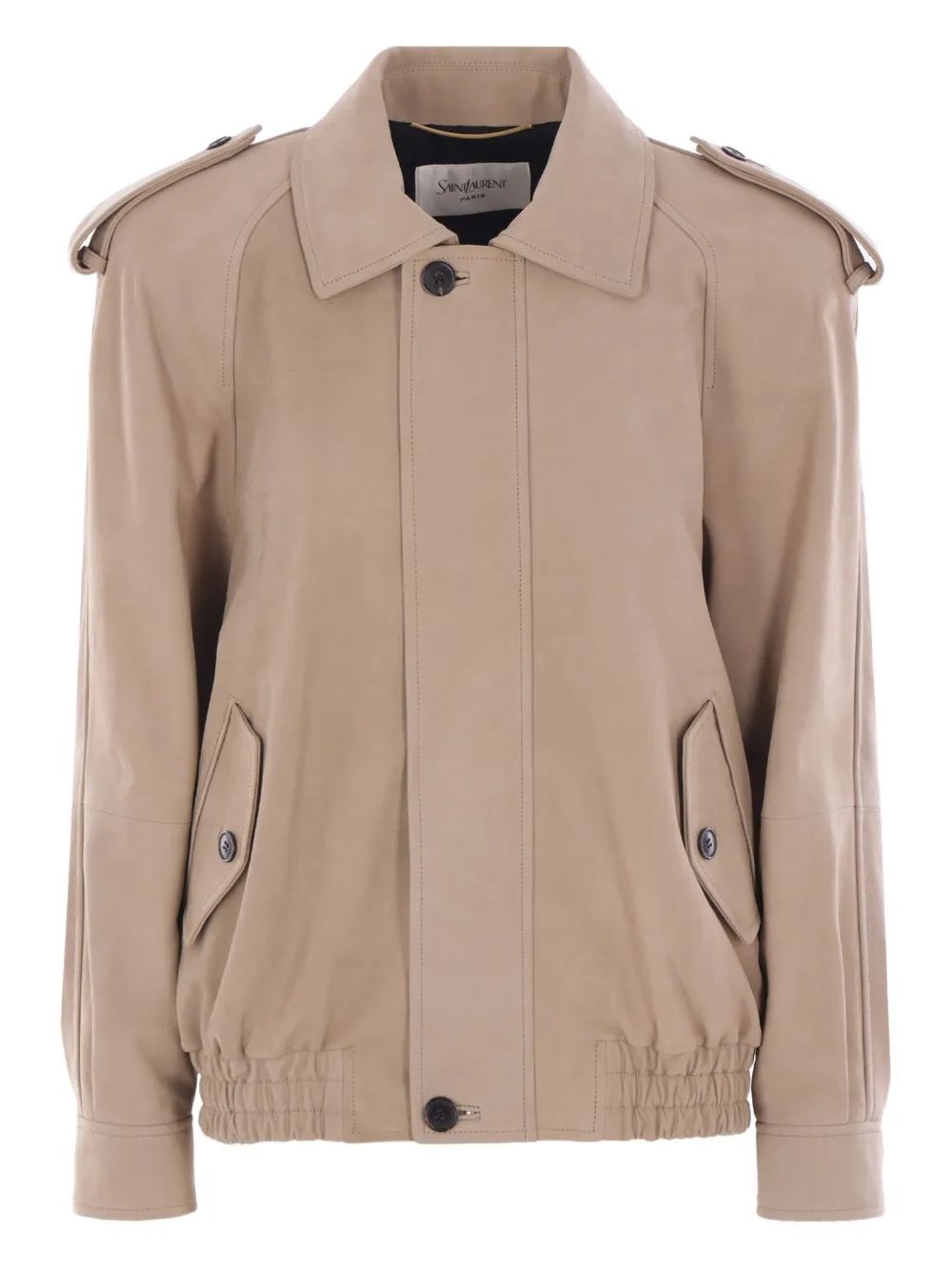 Saint Laurent Bomberjack van imitatieleer Beige