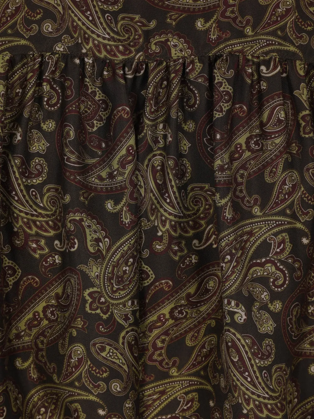 Saint Laurent Zijden jurk met paisley-print Bruin