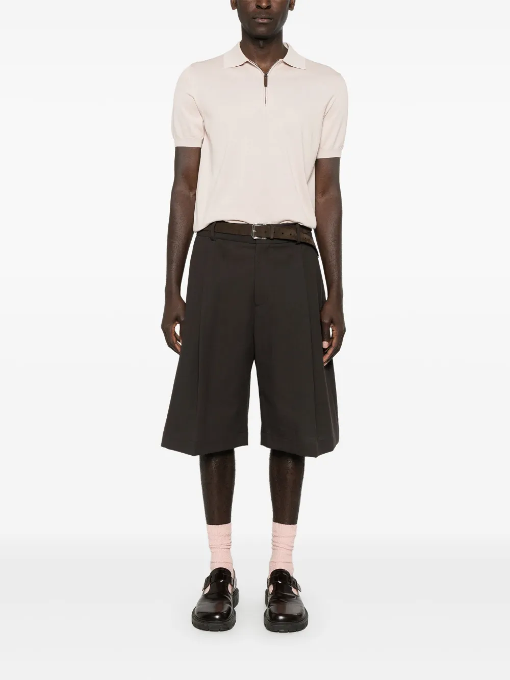 Canali Poloshirt met rits - Roze