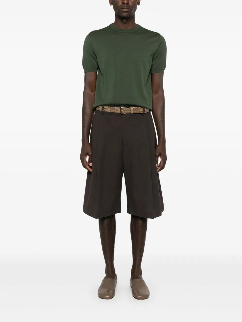 Canali Fijngebreid T-shirt - Groen