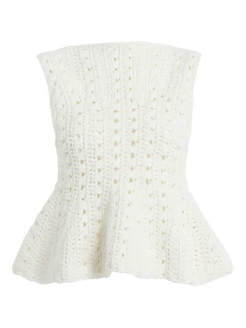 KHAITE Yuka crochet peplum top