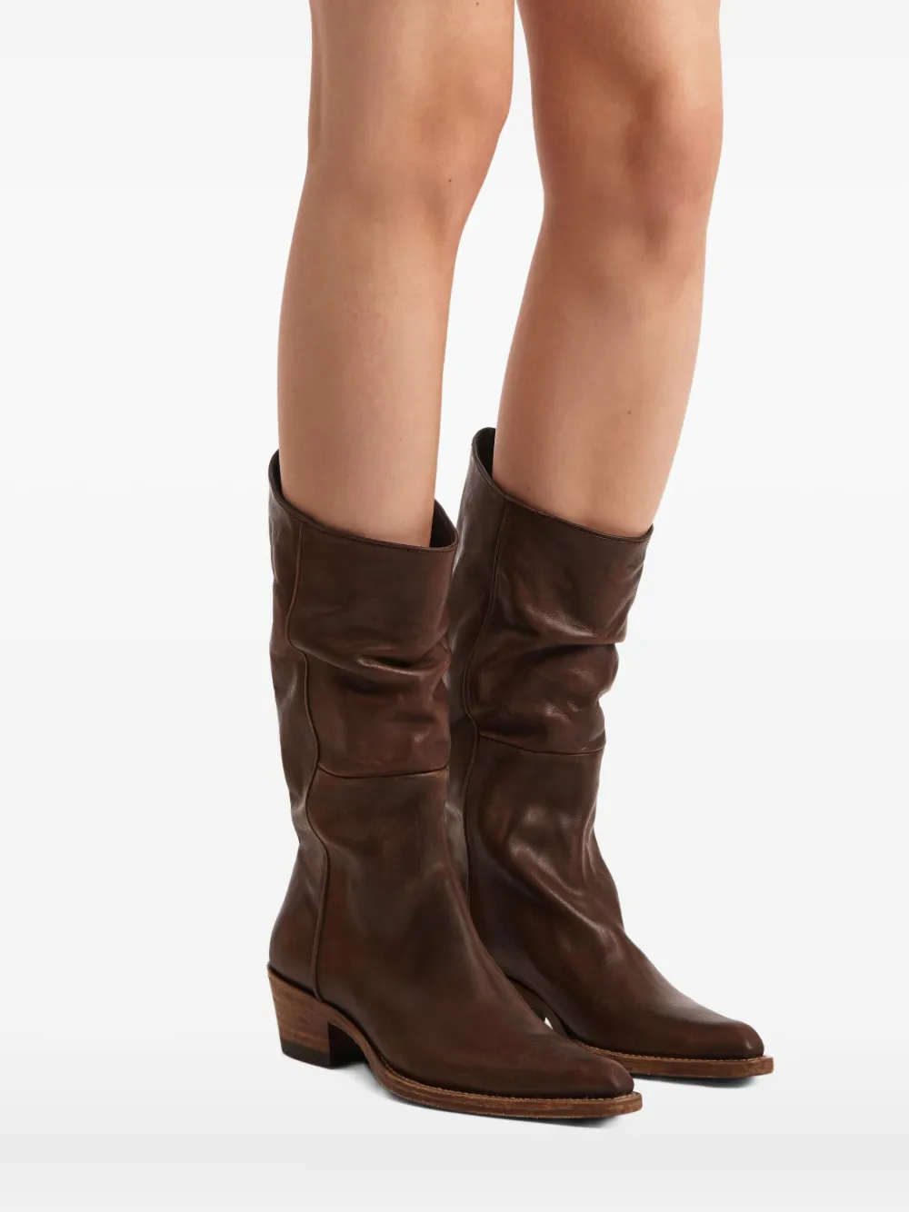 KHAITE Clive 35mm laarzen met puntige neus Bruin