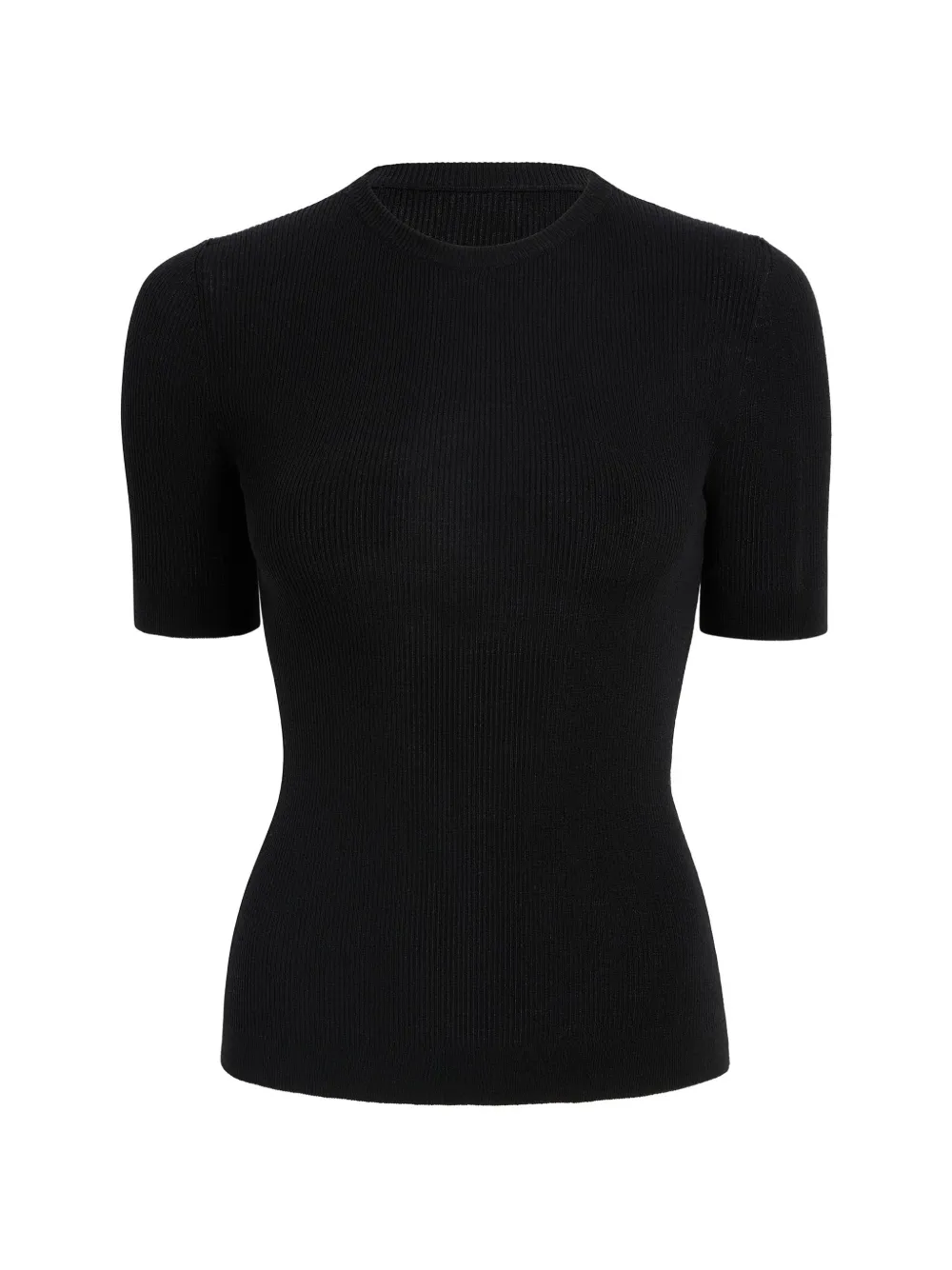 KHAITE Celina T-shirt met ronde hals en korte mouwen Zwart