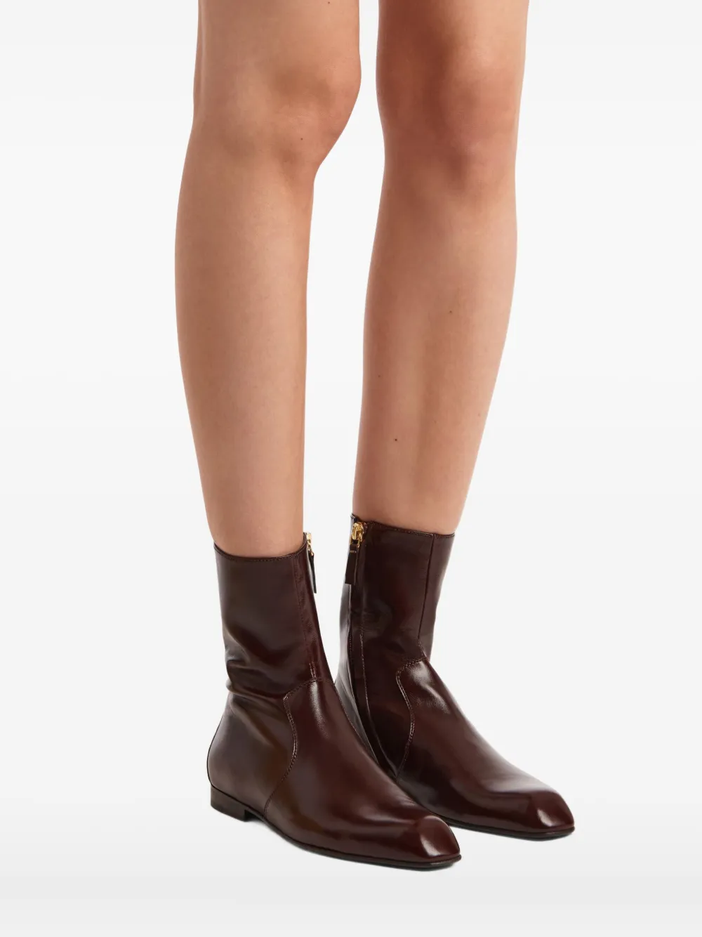 Khaite Colt Zip Ankle Boot In Red