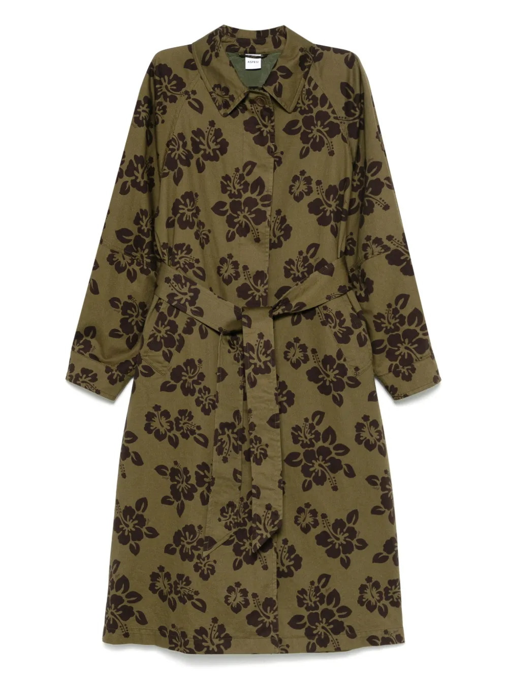 ASPESI hibiscus-print coat | Green | Image 1
