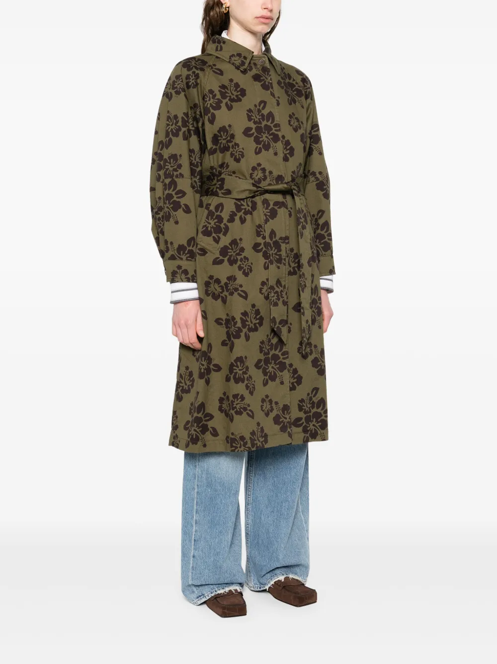 Shop Aspesi Hibiscus-print Coat