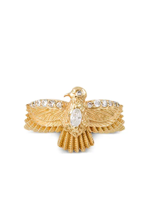Jacquie Aiche 14K yellow gold small Thunderbird diamond ring
