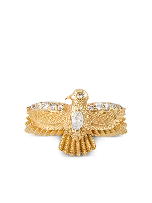 Jacquie Aiche 14CT Yellow Gold Small Thunderbird Diamond Ring