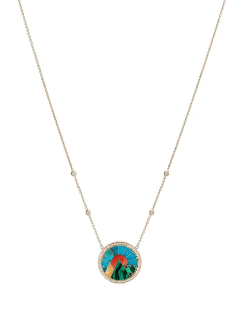 Jacquie Aiche petit collier Mountain Scenic Inlay en or jaune 14ct pavé de diamants