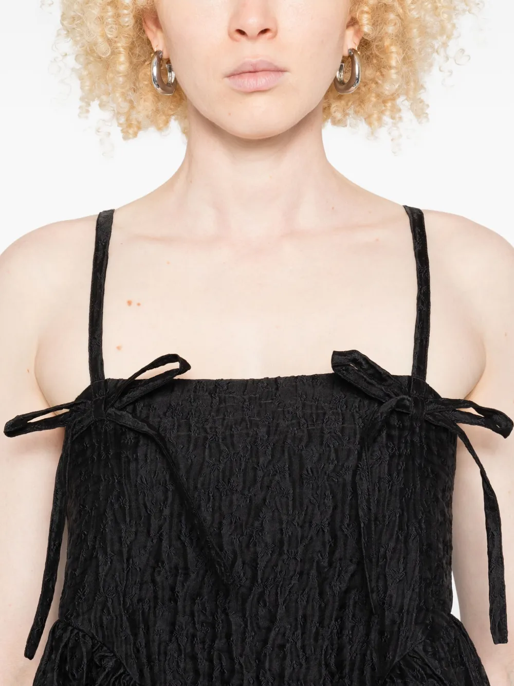 Cecilie Bahnsen Ambra midi-jurk met strikdetail Zwart