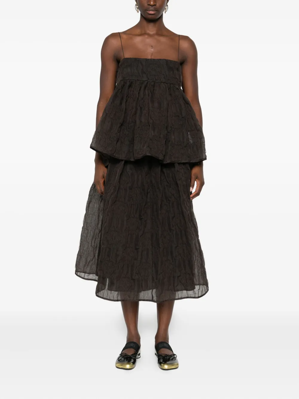 Cecilie Bahnsen Veronica Matelassé-effect Tank Top In Brown