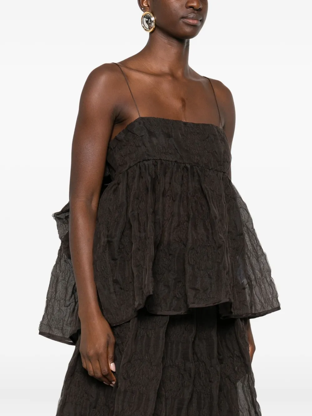 Cecilie Bahnsen Veronica Matelassé-effect Tank Top In Brown