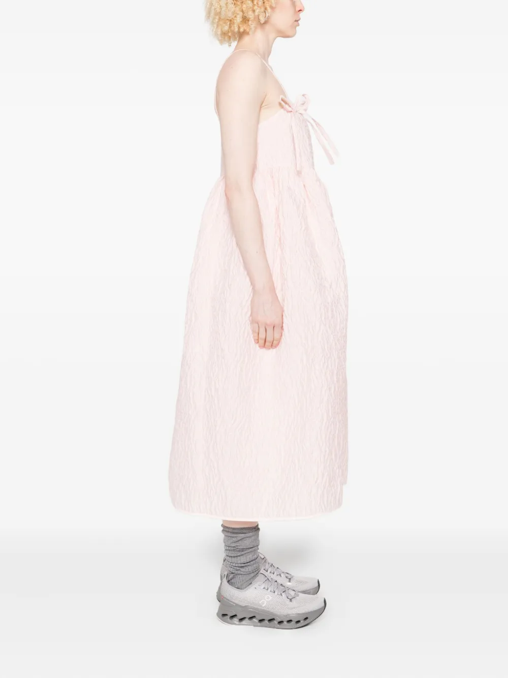 Cecilie Bahnsen Ambra midi-jurk met strikdetail Roze