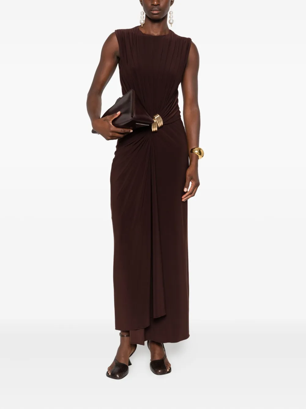 Brandon Maxwell Serena V-neck dress - Bruin