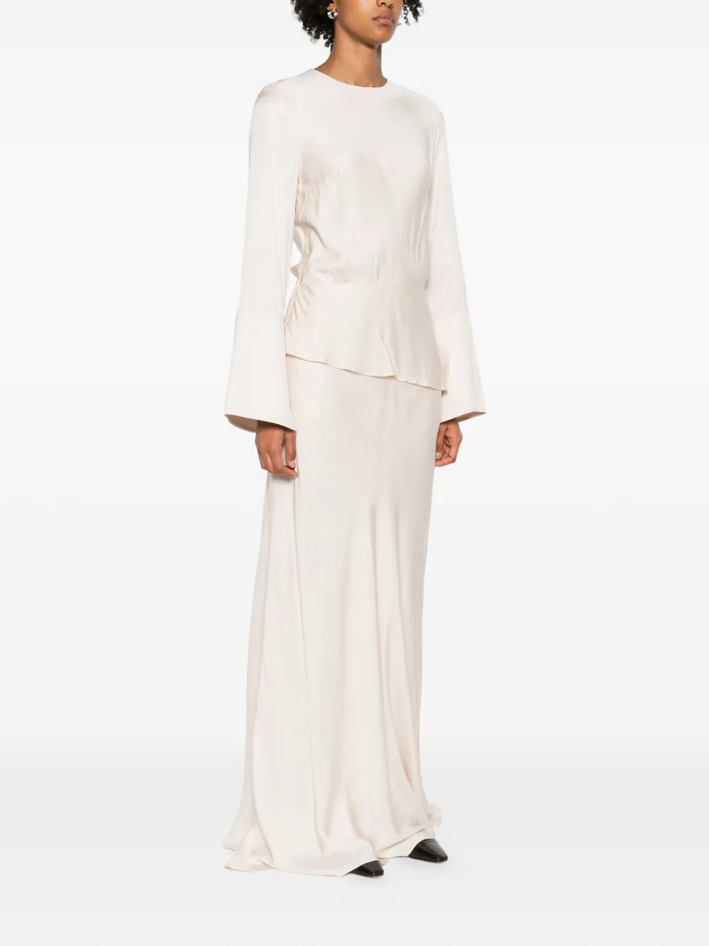 Brandon Maxwell Violet Wide-sleeve Maxi Dress In Yellow