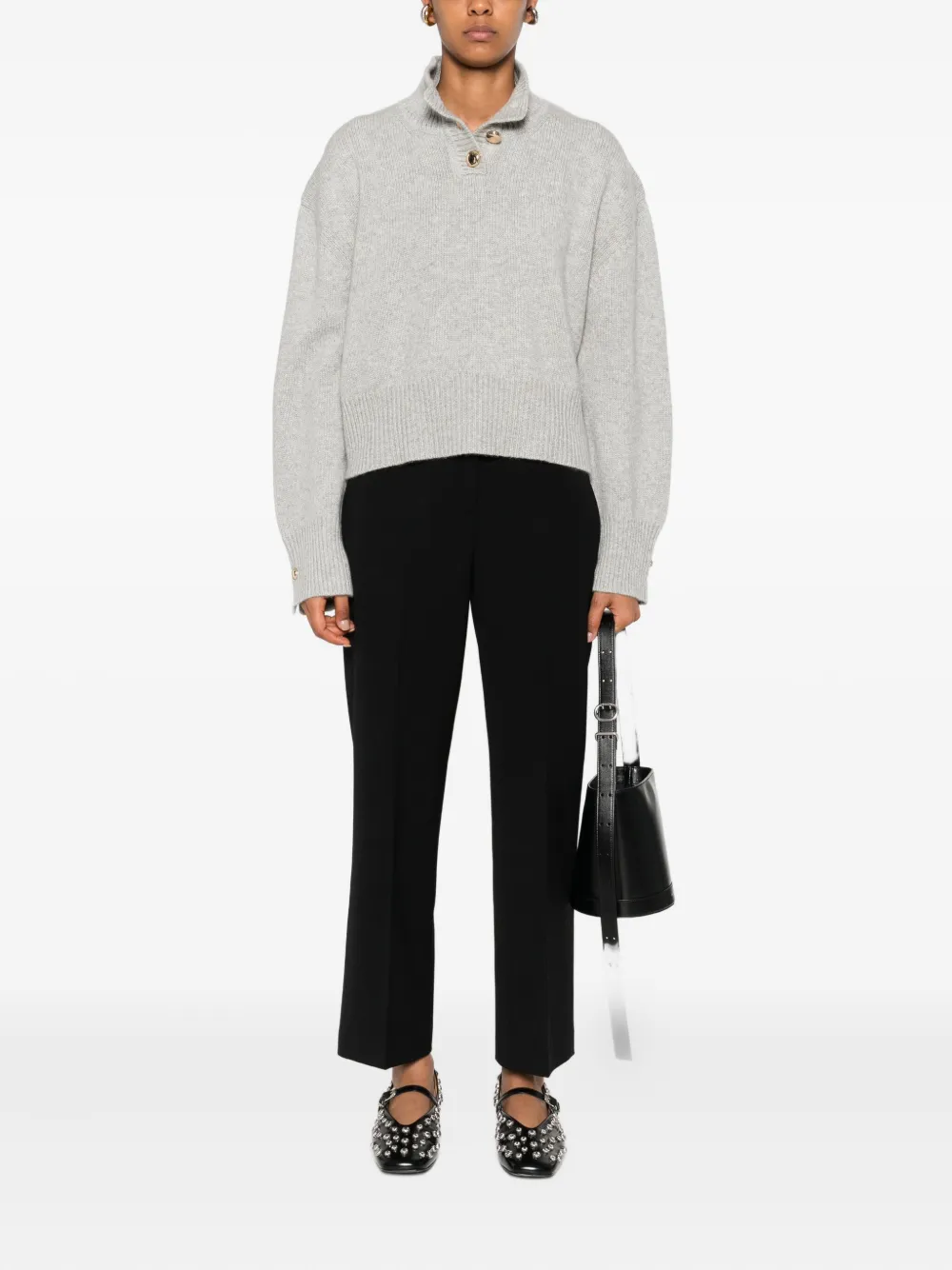 Brandon Maxwell The Rowe Cropped Recycled-cashmere Sweater In Gray