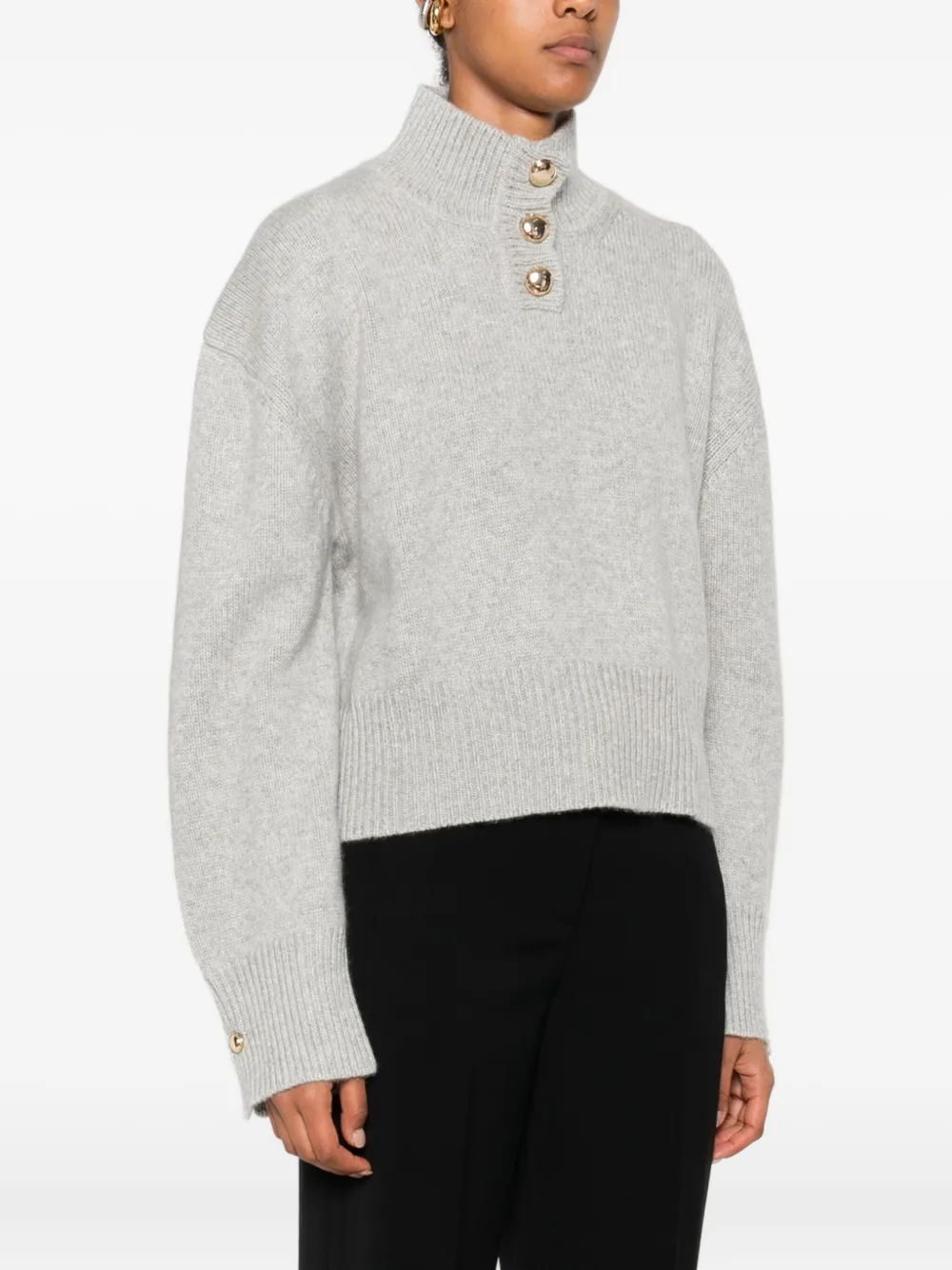 Brandon Maxwell The Rowe Cropped Recycled-cashmere Sweater In Gray