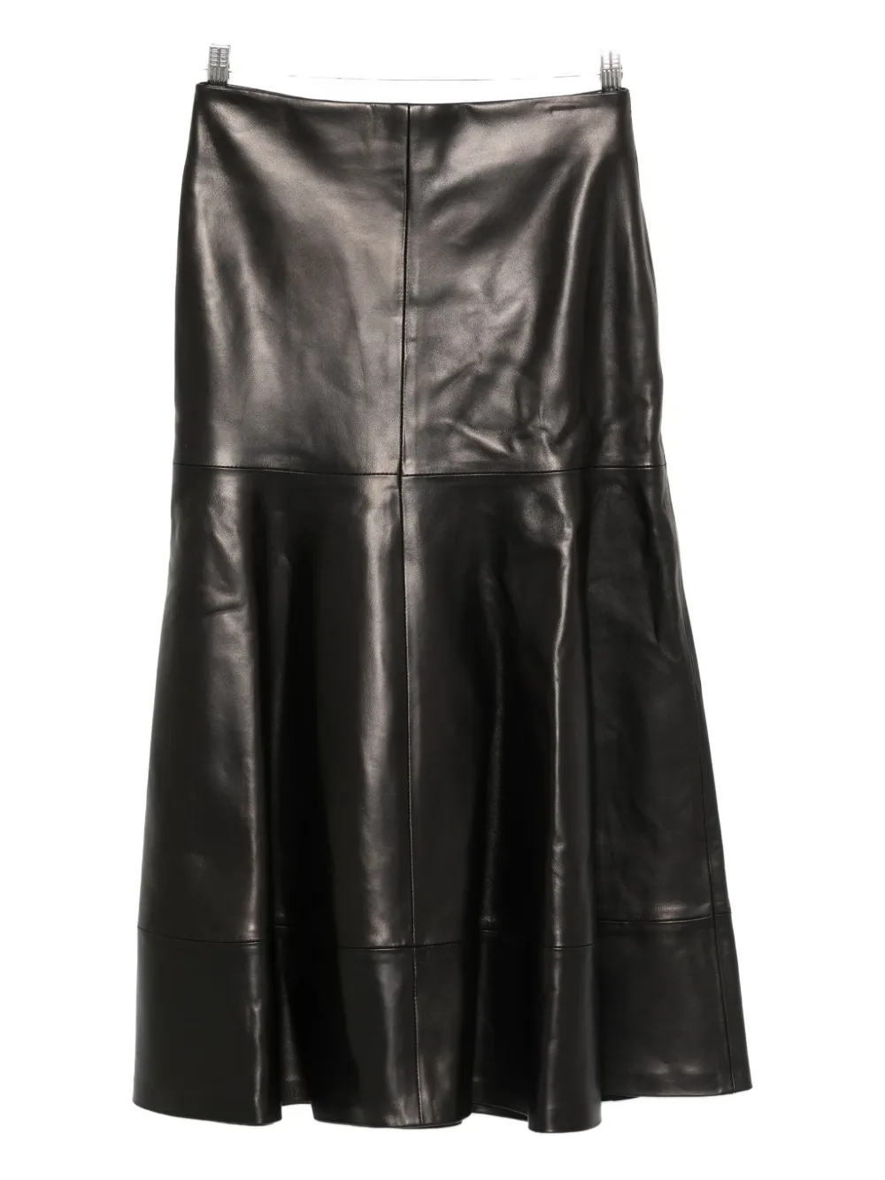 Brandon Maxwell Flared-hem Leather Skirt In Black