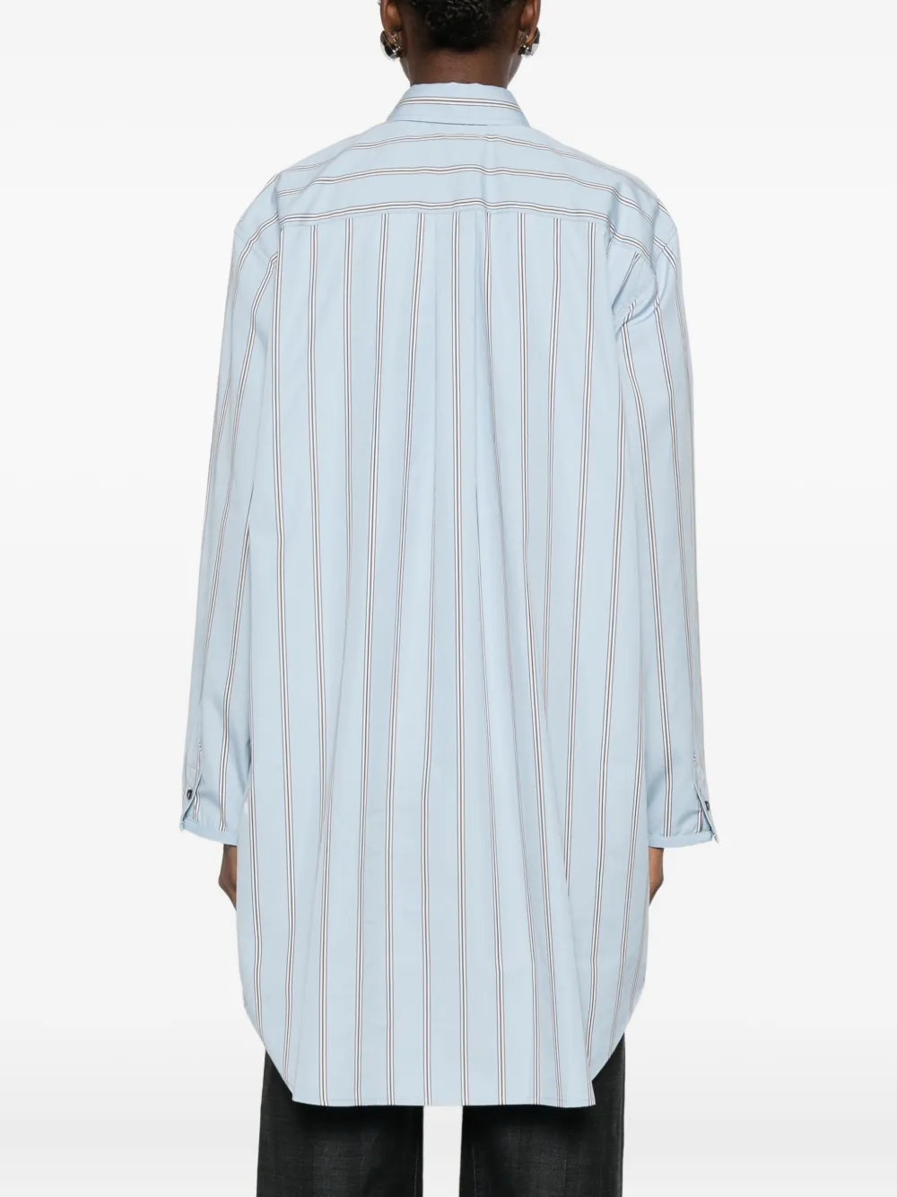 Brandon Maxwell Striped Shirt In Blue