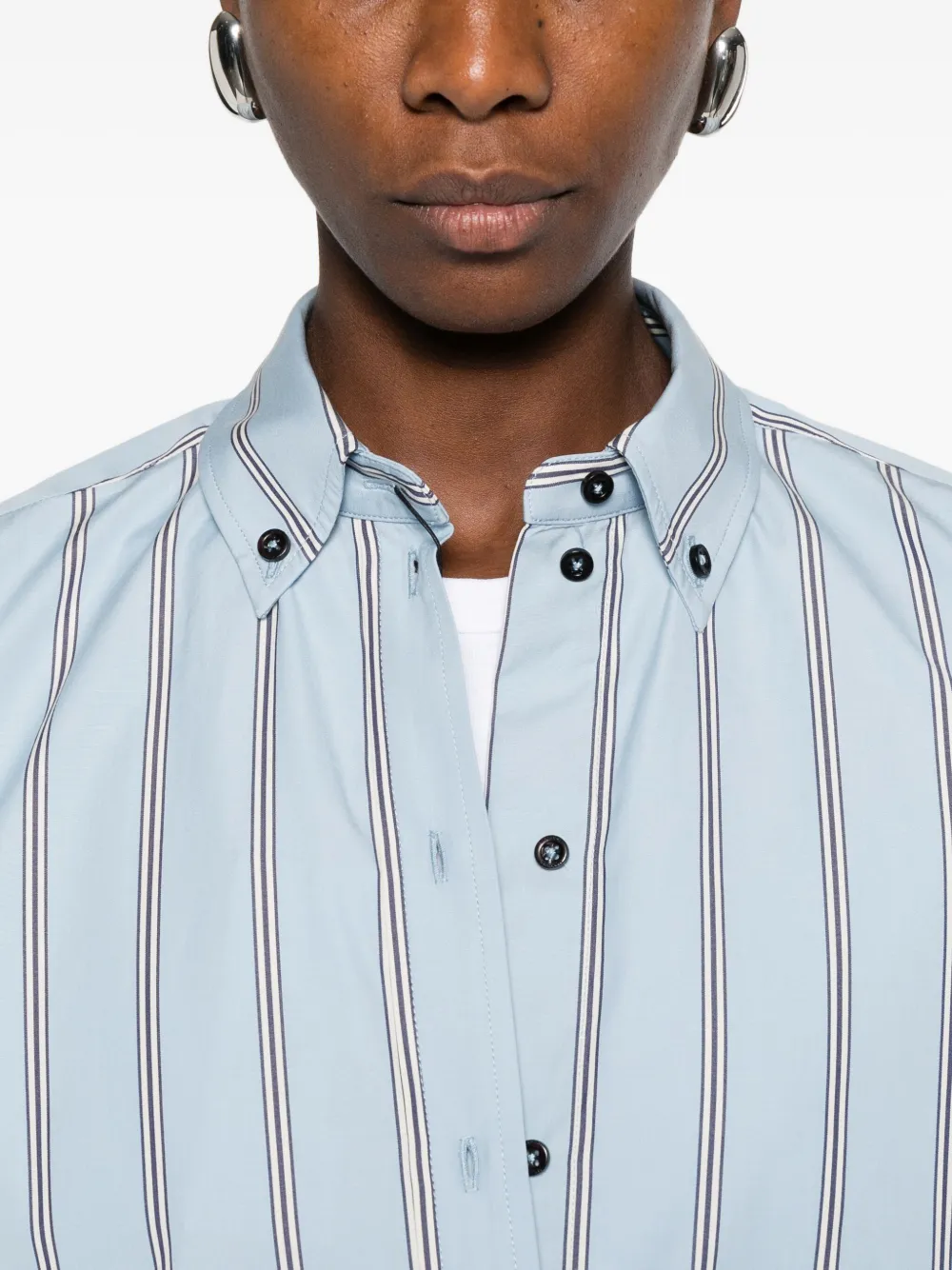 Brandon Maxwell Striped Shirt In Blue