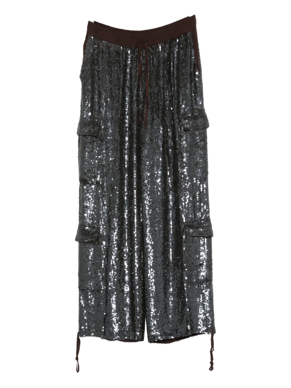 P.a.r.o.s.h Sequin-embellished Pocket Trousers In Gray