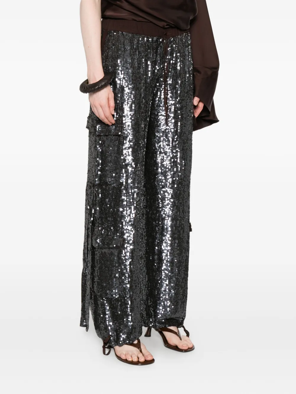 P.A.R.O.S.H. sequin-embellished pocket trousers Bruin